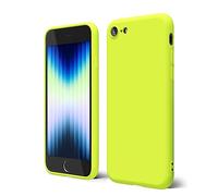 oakxco Coque Silicone pour iPhone SE 2022/ SE 2020/8/ 7, Étui Ultra Fine Souple Gel Caoutchouc Anti-Chocs Housse Toucher Soyeux, Slim Esthétique Protection Cover, Jaune Fluo