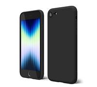 oakxco Coque Silicone pour iPhone SE 2022/ SE 2020/8/ 7, Étui Ultra Fine Souple Gel Caoutchouc Anti-Chocs Housse Toucher Soyeux, Slim Esthétique Protection Cover, Noir