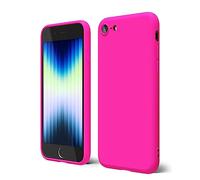 oakxco Coque Silicone pour iPhone SE 2022/ SE 2020/8/ 7, Étui Ultra Fine Souple Gel Caoutchouc Anti-Chocs Housse Toucher Soyeux, Slim Esthétique Protection Cover, Rose Vif