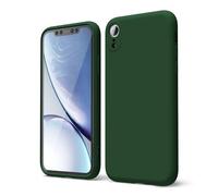oakxco Coque Silicone pour iPhone XR, Étui Ultra Fine Souple Gel Caoutchouc Anti-Chocs Housse Toucher Soyeux, Slim Esthétique Protection Cover, Vert Foncé