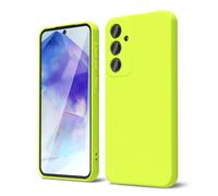 oakxco Coque Silicone pour Samsung Galaxy A55 5G, Étui Ultra Fine Souple Gel Caoutchouc Anti-Chocs Housse Toucher Soyeux, Slim Esthétique Protection Cover, Jaune Fluo
