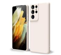 oakxco Coque Silicone pour Samsung Galaxy S21 Ultra, Étui Ultra Fine Souple Gel Caoutchouc Anti-Chocs Housse Toucher Soyeux, Slim Esthétique Protection Cover, Beige