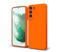 oakxco Coque Silicone pour Samsung Galaxy S22 Plus, Étui Ultra Fine Souple Gel Caoutchouc Anti-Chocs Housse Toucher Soyeux, Slim Esthétique Protection Cover, Orange Fluo