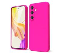 oakxco Coque Silicone pour Samsung Galaxy S25 Plus, Étui Ultra Fine Souple Gel Caoutchouc Anti-Chocs Housse Toucher Soyeux, Slim Esthétique Protection Cover, Rose Vif