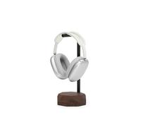 Oakywood Support de Casque en Bois de Noyer Fabriqué à la Main - Base en Acier Revêtu de Poudre - Casque d'Écoute Durable et Élégant - 11x28 cm