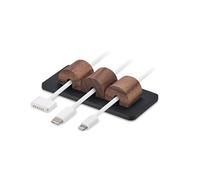 OAKYWOOD - Support Magnétique pour Câbles - Clips de Chargement Aimantés - Organisateur de Câbles pour Bureau - 9,6 x 4,8 x 2,2 cm - Support en Noyer et Socle Noir