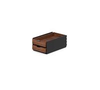 Oakywood Tiroir Modulaire Petit Format - Organisateur de Bureau en Bois Massif avec Tiroirs - Rangement Compact pour Documents et Fournitures - pour Bureau à Domicile - Noyer Noir - Duel
