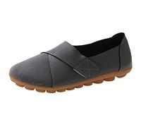 OALEEN Chaussures Ballerines Femme Confortable Plates Style Cuir Daim Souple Scratch Eté Travail Mariage Soirée Gris 40