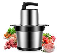 Oamger Hachoir Électrique 1000W, Bol Acier Inox 6L, 2 Vitesesses, 4 Lames Amovibles, Mixeur Hachoir pour Légumes et Viande, Noir