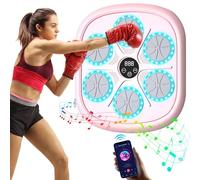 Oamger Machine de Boxe Musicale, 9 Vitesses, 9 Modes d'entraînement, Portable Électronique Machine de Boxe Bluetooth Mural pour Adultes & Enfants, LED, Comptage Intelligent et Bluetooth (Rose)