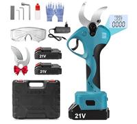 Oamger Secateur Electrique Sans Fil 40mm, Sécateur Électrique 21V avec 2× Batteries, 1000W Moteur Sans Balais, Sécateur a Batterie adaptées à l'élagage, au jardinage, aux arbres fruitiers