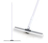 Oamwrae Balai Raclette Sol Télescopique, Balai Caoutchouc avec Manche 124 cm, Brosse Sol pour Tapis, Carrelages, Fenêtres et Poils d'Animaux