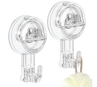 Oamwrae Crochet Ventouse, 2 Pcs Transparent Amovible Ventouse Salle de Bain Robuste 3 Kg, Sans Clous Porte Serviette Ventouse pour Douche, Salle de Bain, Cuisine, Fenêtre, Peignoir