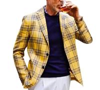 Oanviso Blazer à Carreaux Homme Slim Fit Veste de Costume Décontracté Business Blazers de Treillis Blousons Classique Revers Elégant Vestes Automne Manteaux Légère Mariage A 01 XL