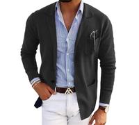 Oanviso Blazer pour Hommes Mode Revers Veste de Costume Un Bouton Travail Veste de Fête Mariage Chic Vintage Blazer Grandes Tailles Soirée Manteau Sportive A Noir 3XL