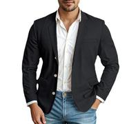 Oanviso Blazer pour Hommes Mode Revers Veste de Costume Un Bouton Travail Vestes de Fête Mariage Chic Vintage Blazer Grandes Tailles Soirée Manteau Sportive B Noir M