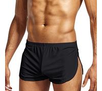 Oanviso Boxeurs Caleçons pour Homme Couleur Unie Short Taille Élastique Boxers Short avec Fendue sur Le Côté Doux Léger Culotte Respirant et à Séchage Rapide Domicile Boxers Shorts A Noir M