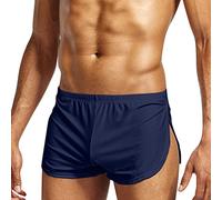 Oanviso Boxeurs Caleçons pour Homme Couleur Unie Short Taille Élastique Boxers Short avec Fendue sur Le Côté Doux Léger Culotte Respirant et à Séchage Rapide Domicile Boxers Shorts A Bleu Marine XL