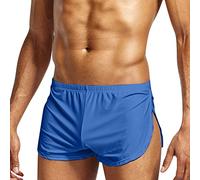 Oanviso Boxeurs Caleçons pour Homme Couleur Unie Short Taille Élastique Boxers Short avec Fendue sur Le Côté Doux Léger Culotte Respirant et à Séchage Rapide Domicile Boxers Shorts A Bleu L