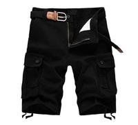 Oanviso Cargo Shorts et Bermudas pour Homme Casual Shorts à Carreaux Été Pantalon Court Slim Fit Multiple Poches Cargoshorts Classique Chino Shorts à Rayures Cargo de Travail Lâche F Noir M