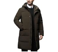 Oanviso Doudoune Longue Homme Chaude Polaire Manteaux Manches Longues Veste à Capuche Parka Doudoune Mode Épais Gilets Veste Blousons Casual Pullover Slim Fit C Armée Verte 3XL