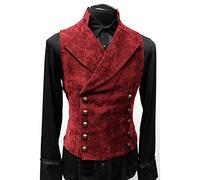 Oanviso Gilet de Costume Hommes Veste de Costume Slim Fit Gilet sans Manches Col V Casual Classique Gilets de Couleur Unie Business Gilet Double Boutonnage Blazer sans Manche Élégant Daim A Rouge S