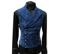 Oanviso Gilet de Costume Hommes Veste de Costume Slim Fit Gilet sans Manches Col V Casual Classique Gilets de Couleur Unie Business Gilet Double Boutonnage Blazer sans Manche Élégant Daim A Bleu S