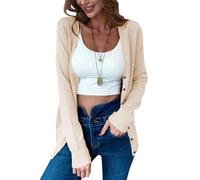 Oanviso Gilet Tricot Femme Hiver Chic Et Elegant Mi Saison Chaud Veste Tricotée Cardigan Avec Boutons Pull Fin Leger Manche Llongue Sweater Outwear A Abricot M
