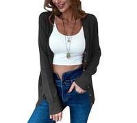 Oanviso Gilet Tricot Femme Hiver Chic Et Elegant Mi Saison Chaud Veste Tricotée Cardigan Avec Boutons Pull Fin Leger Manche Llongue Sweater Outwear A Noir XS