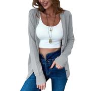 Oanviso Gilet Tricot Femme Hiver Chic Et Elegant Mi Saison Chaud Veste Tricotée Cardigan Avec Boutons Pull Fin Leger Manche Llongue Sweater Outwear A Gris XL