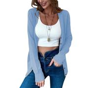 Oanviso Gilet Tricot Femme Hiver Chic Et Elegant Mi Saison Chaud Veste Tricotée Cardigan Avec Boutons Pull Fin Leger Manche Llongue Sweater Outwear A Bleu M