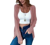 Oanviso Gilet Tricot Femme Hiver Chic Et Elegant Mi Saison Chaud Veste Tricotée Cardigan Avec Boutons Pull Fin Leger Manche Llongue Sweater Outwear A Rose XL