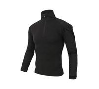 Oanviso Homme Chemises Pulls Combat Militaire Airsoft BDU Shirt Tenue Camouflage Hauts Uniforme Tactique Séchage Rapide avec Poches Coudières Manches Longues D Noir M