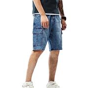Oanviso Homme Jeans Shorts Mode Pantalon Court Jambes Bermuda Court Short en Denim à Trou Droit Oversized Business Baggy Pantalon Mi Taille Vintage Shorts Cargo A5 Bleu XL