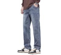Oanviso Homme Jeans Y2K Mode Pantalons en Denim Lâche Jean Baggy Eté Casual Bassin Pantalon Ample Coupe Droite Style Hip-Hop Pants Larges Jambes C Bleu 3XL