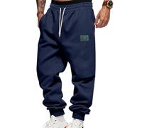 Oanviso Homme Pantalon de Jogging Doublé en Polaire Doux Hiver Chaud Baggy Pants Larges Jambes Elastique Thermiques Sport Pantalons Mode Streetwear A Marine S