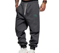 Oanviso Homme Pantalon de Jogging Doublé en Polaire Doux Hiver Chaud Baggy Pants Larges Jambes Elastique Thermiques Sport Pantalons Mode Streetwear A Gris Foncé XL