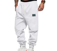 Oanviso Homme Pantalon de Jogging Doublé en Polaire Doux Hiver Chaud Baggy Pants Larges Jambes Elastique Thermiques Sport Pantalons Mode Streetwear A Blanc L