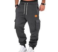 Oanviso Homme Pantalon de Jogging Doublé en Polaire Doux Hiver Chaud Baggy Pants Larges Jambes Elastique Thermiques Sport Pantalons Mode Streetwear B Gris Foncé XXL
