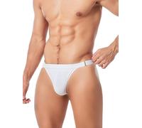Oanviso Maillot de Bain Homme Slip Piscine Sexy Mini Slips de Bain Taille Basse Short de Natation Swim Bas Bikini String Briefs Plage Surf A Blanc XS