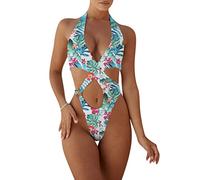 Oanviso Maillot De Bain Une Pièce Femme Col Licou Body Monokini String Wetlook Décolleté Transparent Micro Bikini Transparent Dessous Sexy Coquine Hot Cut Out Swimsuit B 02 M