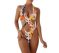 Oanviso Maillot De Bain Une Pièce Femme Col Licou Body Monokini String Wetlook Décolleté Transparent Micro Bikini Transparent Dessous Sexy Coquine Hot Cut Out Swimsuit B 03 M