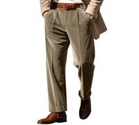 Oanviso Pantalon de Costume en Velours pour Homme Pantalon de Costume Coupe Droit Pantalon Business Classique Pantalon Décontracté de Couleur Unie Vintage Pantalon avec Poches A Marron L