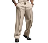 Oanviso Pantalon de Costume pour Homme Business Formelle Pants avec Plis et Poches Couleur Unie Pant de Régulier Ajustement à Utiliser au Bureau, au Commis de Magasin B Kaki L