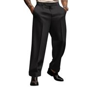 Oanviso Pantalon de Costume pour Homme Couleur Unie Régulier Ajustement à Utiliser au Bureau, au Commis de Magasin Business Formelle Pants avec Plis et Poches C Noir L