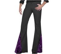 Oanviso Pantalon Patte D'elephant Homme Evase Disco Annee 80 Paillette De Hippie Carnaval Pantalon Vintage Retro Bootcut A Violet M
