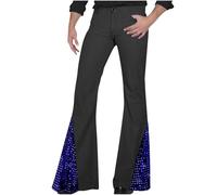 Oanviso Pantalon Patte D'elephant Homme Evase Disco Annee 80 Paillette De Hippie Carnaval Pantalon Vintage Retro Bootcut A Bleu M
