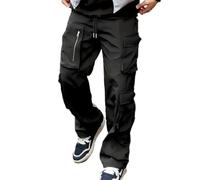 Oanviso Pantalon pour Hommes Décontractés Cargo Pantalons Ample Respirante Oversized Lâche Pants avec Poche Élastique Casual Pant de Sport Fitness B Noir M