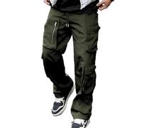 Oanviso Pantalon pour Hommes Décontractés Cargo Pantalons Ample Respirante Oversized Lâche Pants avec Poche Élastique Casual Pant de Sport Fitness B Armée Verte M