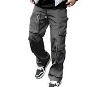Oanviso Pantalon pour Hommes Décontractés Cargo Pantalons Ample Respirante Oversized Lâche Pants avec Poche Élastique Casual Pant de Sport Fitness B Gris Foncé M